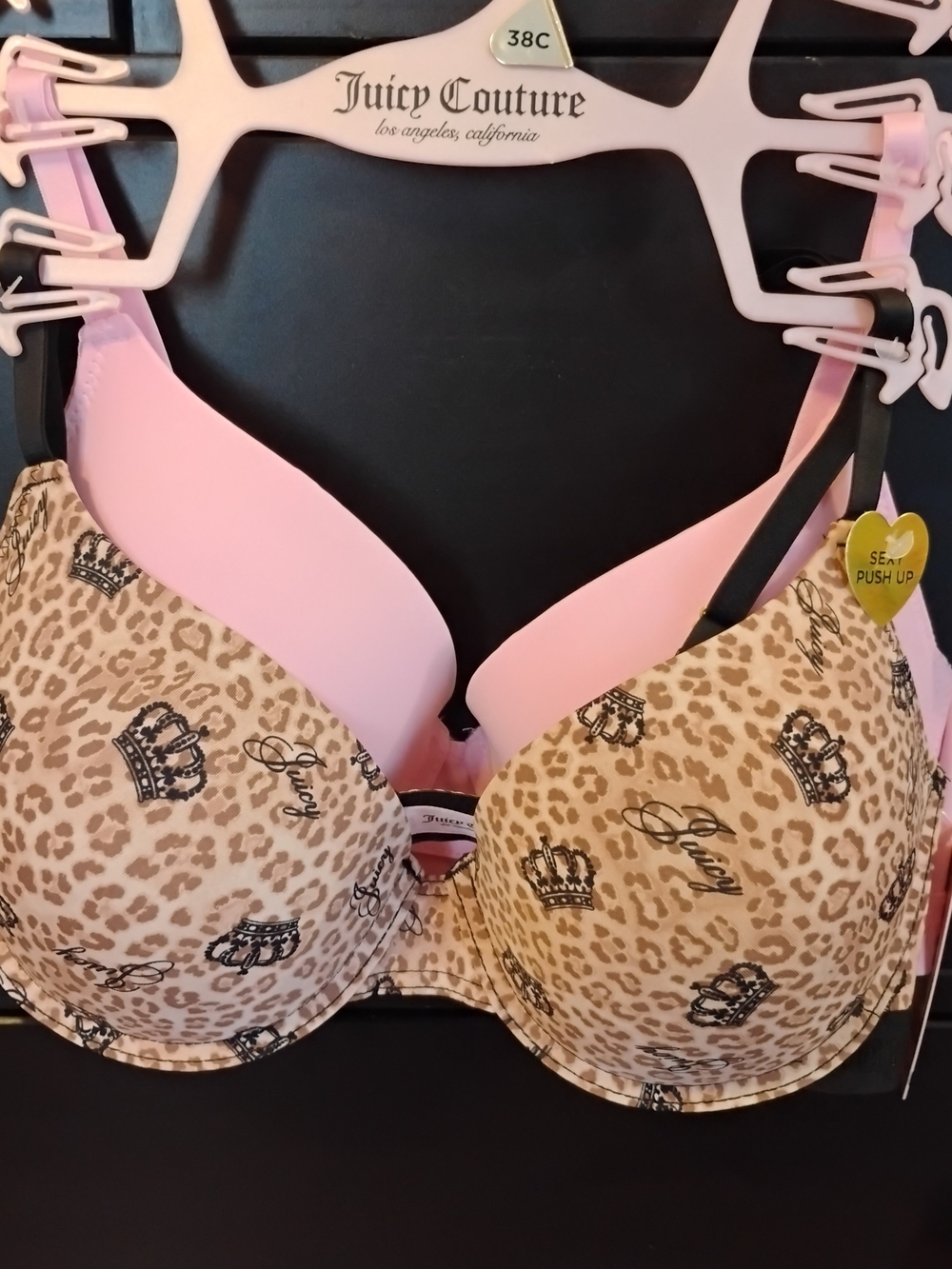 Juicy Couture Pink and Leopard Print Push-Up Bra